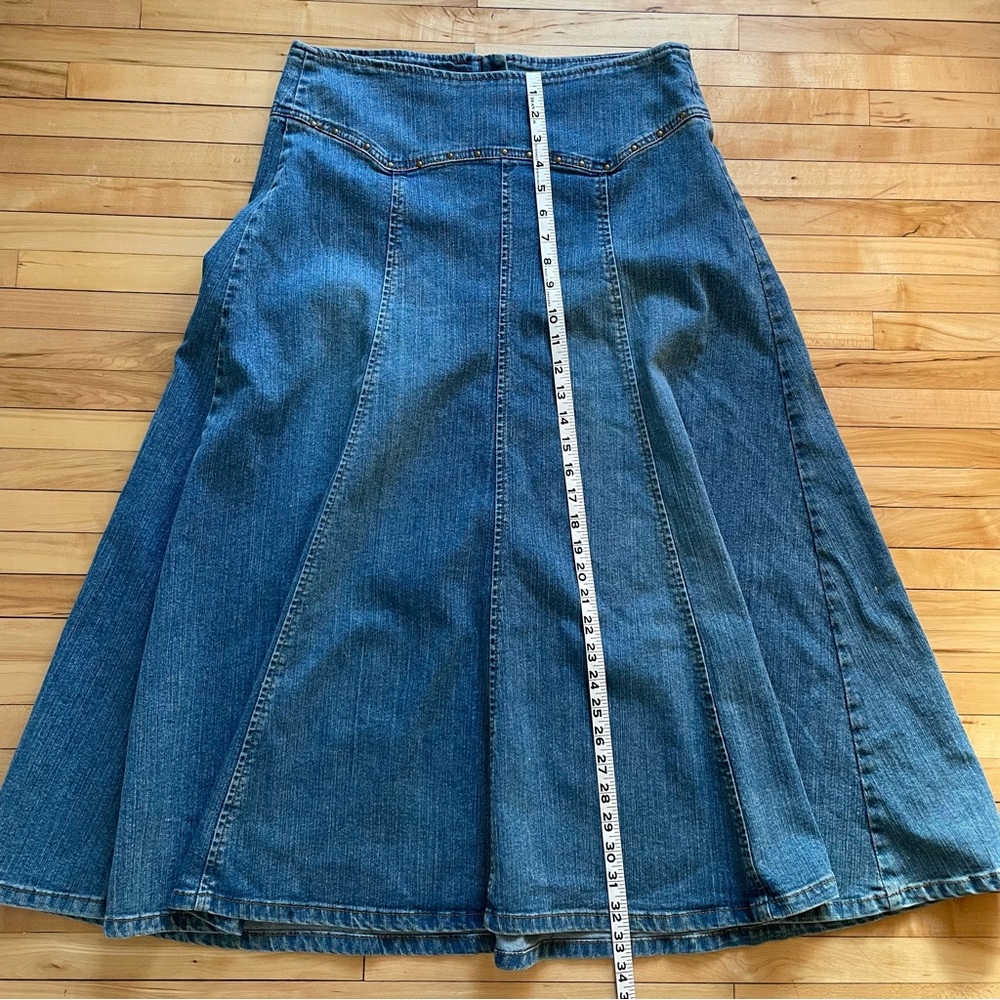 2000s Y2K Blue denim midi skirt with studded details - Picture 3 of 7